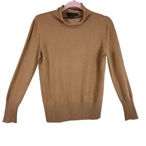 French Connection Camel Long Sleeve Mock Neck Tight Knit Pullover Sweater Size M